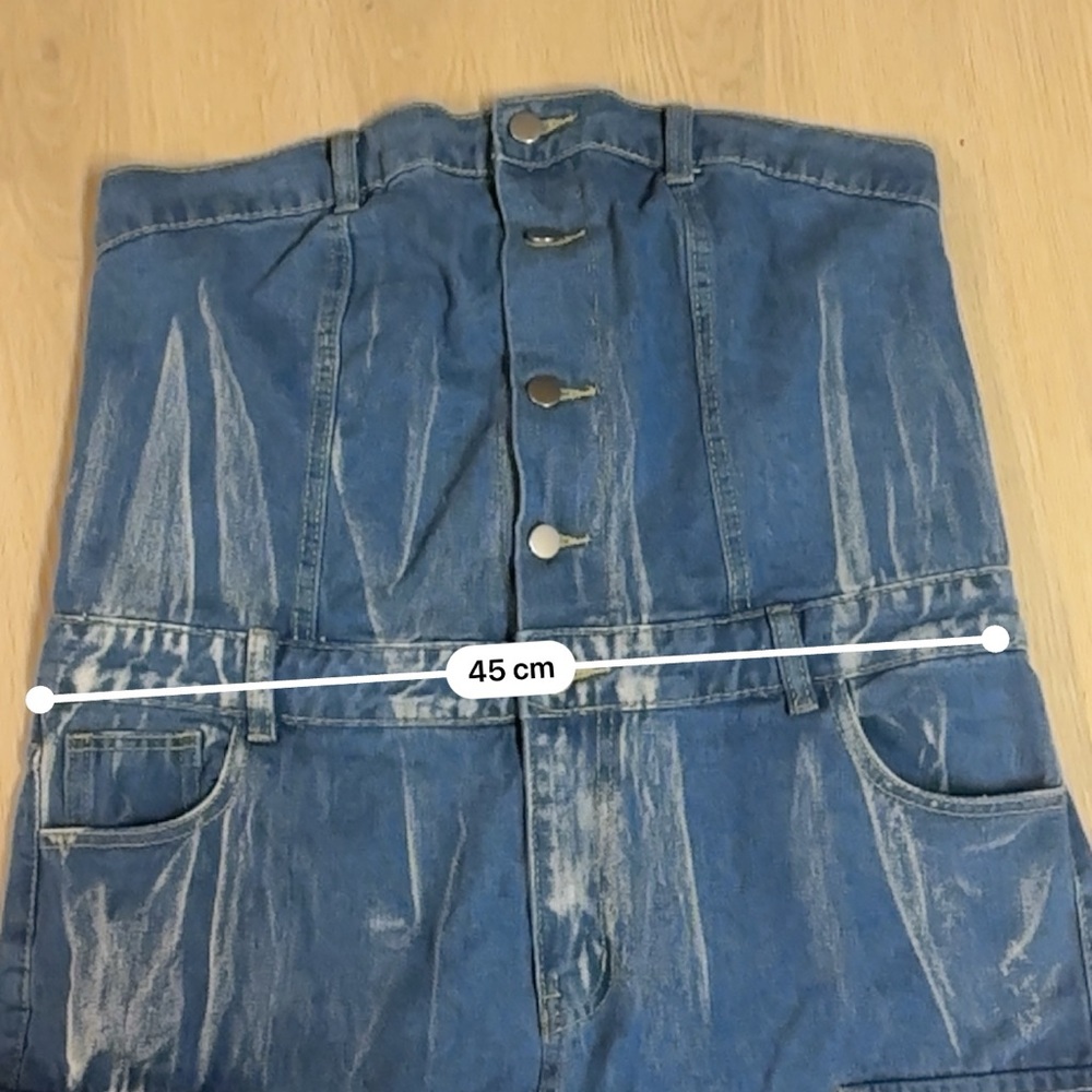 Loragal Denim Cargo Jumpsuit Strapless Wide Leg Y2K Utility NWT - Picture 12 of 16